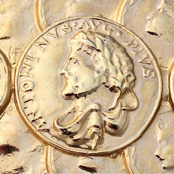 Vintage Roman Coin Belt Buckle Large Gold Tone Greco-Roman Hellenistic Style main image 4